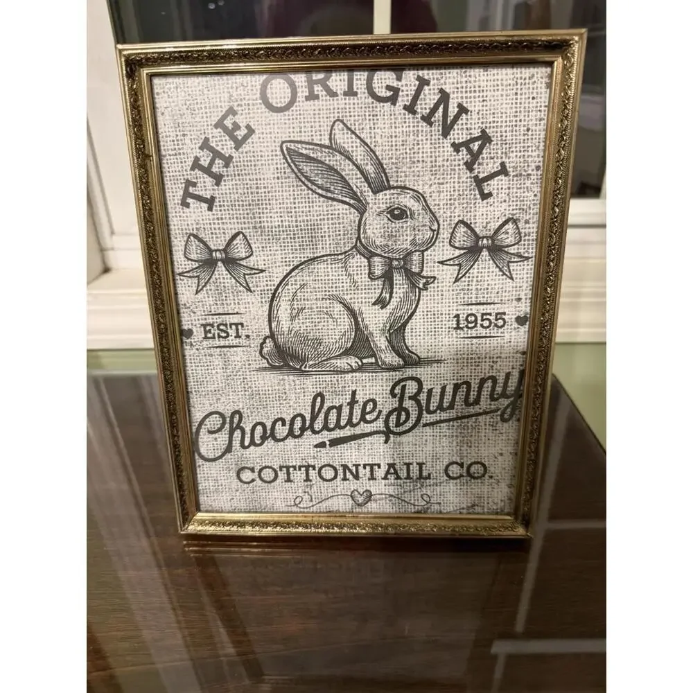 Vintage Gold Picture Frame 8x10 1980s Regal Frames; Easter Art; bunny - Picture 2 of 5